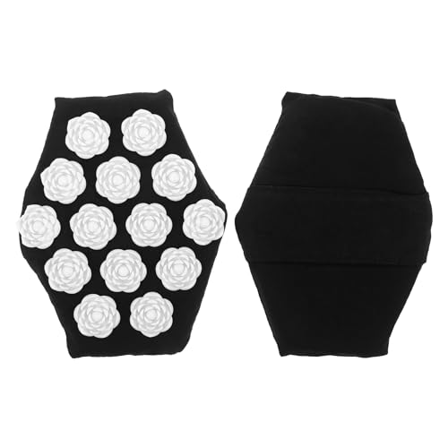 Hohopeti Guantes de Masaje Púas para Espalda, 2 Unidades, Negros Diseño de Flor Puntiaguda, Guantes de Acupresión para Alivio Muscular Profundo y Relajación en Casa