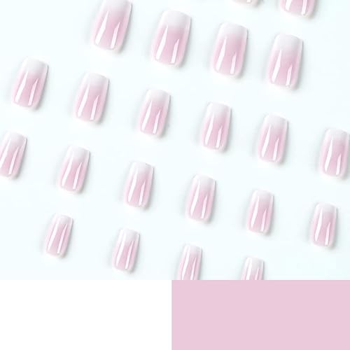 Diduikalor Medium Press On Nails French Tip  Coffin Fake Nails, Nude And White Gradient Shimmer Square False Nails With Glue Acrylic Nails Full Cover Stick On Nails For Women(24 Pcs) #TOP5