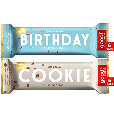 good! Snacks Vegan Protein Bars, Best Sellers Variety, Gluten Free, Plant Based, Low Sugar, High Protein Meal Replacement Bar, Guilt Free & Nutritious Healthy Snacks for Energy, 15g Protein, Kosher, Soy Free, Non Dairy, Non GMO, Vegetarian (12 Bars)