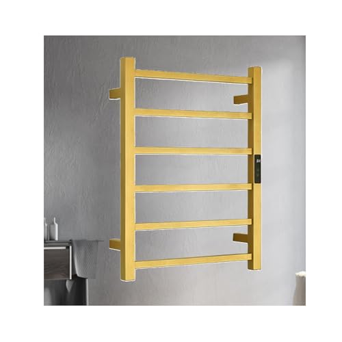 WRJAHCG Secatoallas Electrico Pared con Temporizador,Control Táctil Toallero De Baño Electrico,Radiador Electrico Bajo Consumo Termostato,Oro,Right Line