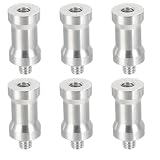 PATIKIL Camera Spigot Screws Converter 1/4" to 1/4" Female to Male, 6 Pack Tripod Screw Adapter Spigot Stud for Light Stand Hot Shoe Cold Shoe Adapter Ball Head Flash, Silver