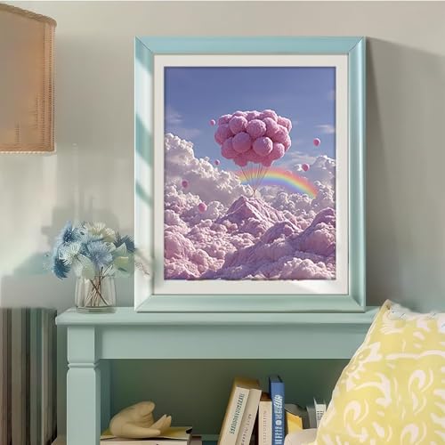 Malen Nach Zahlen Erwachsene Ballon, Malen Nach Zahlen für Zimmer Deko, DIY Basteln Erwachsene Leinwand Kit, Cloud Paint by Numbers Kits Mit Pinseln und Acrylfarbe, Geschenke, 100x135cm L-4954