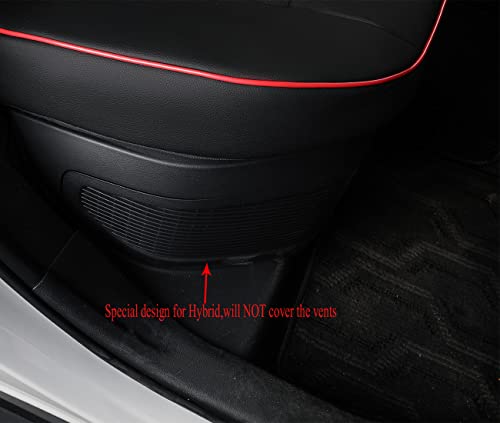 Image of EKR Rav4 Seat Covers Custom Fit for Toyota Rav4 (Only Hybrid) 2019-2025 LE,XLE,XLE Premium,Limited,Woodland Edition, Leather Car Seat Cover Full Set for SUV,Faux Leather(Black with Red Piping)