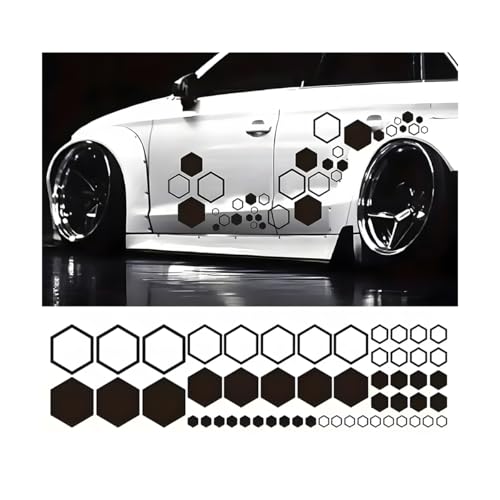 JNNJ Autocollants Automobiles, Autocollants Nid d'abeille pour Voiture, Autocollants Latéraux Carrosserie Voiture, Autocollant Hexagonaux pour Voiture, Auto...