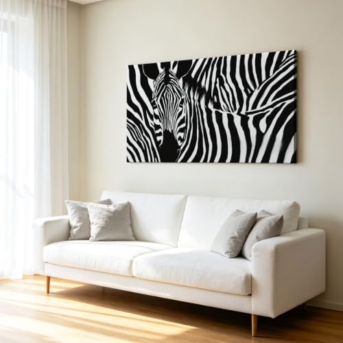 Tableaux zèbre décoration murale salon et chambre adulte moderne format panoramique 140 cm