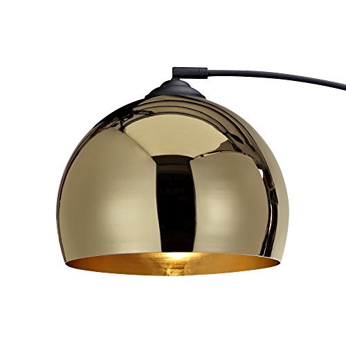 Teamson Home Arquer 66.93" Arc Floor Lamp for Living Rooms, Home Offices, Dining Rooms, Bedrooms with Faux Black Marble Base and Gold Bell Shade by Teamson Home - Image 4