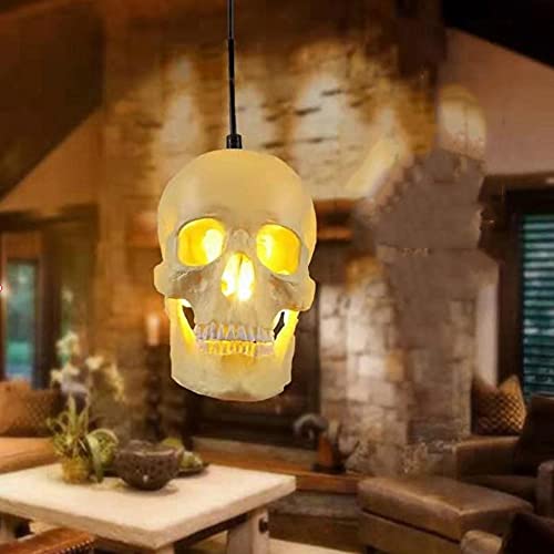 Lustre suspension crâne nordique luminaire résine E27 réglable plafonnier design