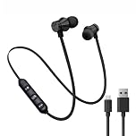 Sweatproof Wireless Bluetooth Magnetic Earphones - Sport Gym Headphones with Secure Fit, HD Sound, and Long Battery Life (Black)