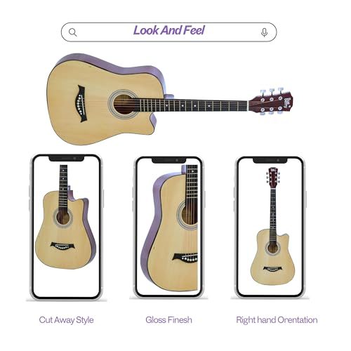 Image of BLUEBERRY 38C, Acoustic Guitar Kit with Bag, Strap, One Pack Strings And Picks - 38 Inch (Natural)