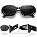 SOJOS Polarized Sunglasses For Women Retro Rectangle Womens Sun Glasses Trendy Narrow Square 90s Shades SJ2232 Black Grey Lens