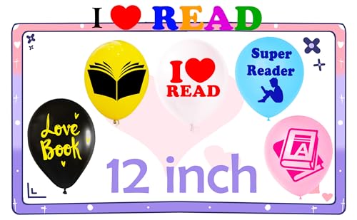 Yunahoo 50PCS Reading Balloon for I Love Book Reading Read Teenagers Personalized students Party Favors Supplies Decorations Class party Carnival Events Prize Balloons