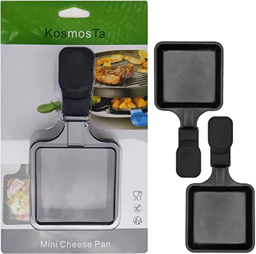 Kosmosta Mini-grillpan met anti-aanbaklaag, kaasmeltaccessoires voor raclette-vervanging/extra raclettegerechten, mini-grillpan, vierkante vorm (2 stuks)
