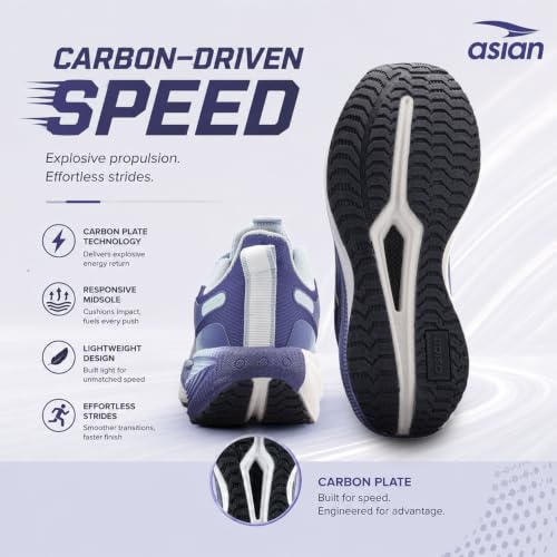 Image of ASIAN Hypercushion Carbon-10 Men's Running Shoes | Carbon Plate Technology, Breathable Knit Upper, Memory Foam Cushioning for Running, Training