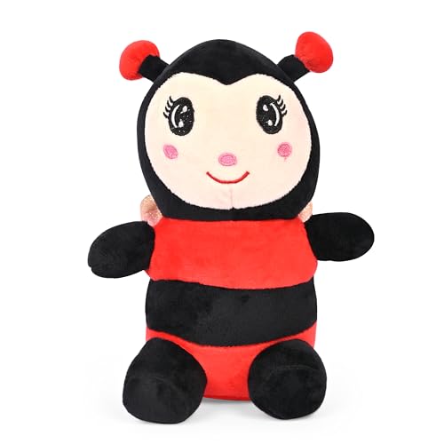 Image of BESTIES Adorable Cute Bee Soft Toy - Soft Plush Bee Toys, Stuffed Plush Animal Toy, Fluffy Soft Toys for Girls, Boys, Kids, Huggable Plush Toys - 24 cm (Red)