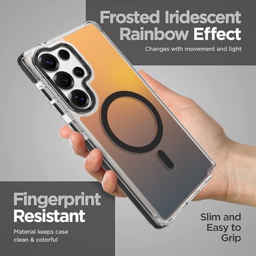 Image of Magnetic Case for Samsung Galaxy S25 Ultra [Compatible with Magsafe] [Cute Fashion Fluorescent Design] [1 Screen Protector] Slim Translucent Matte Case for Galaxy S25 Ultra 6.9 inch, Black