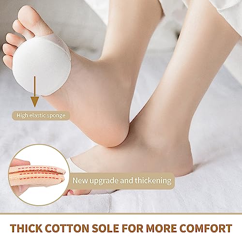 Image of 4 Pairs Honeycomb Fabric Forefoot Pads Women High Heels Invisible Socks High Heel Comfort Pads for Relieving Foot Fatigue Comfortable Non-Slip Corrective Toe Socks Pad (White)