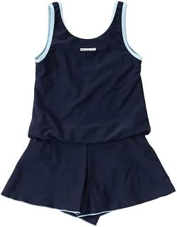 Converse キュロットワンピース型スクール水着オールインワン女子女の子小学生中学生小学校中学校高校生大きいサイズ(ネイビー,170サイズ)