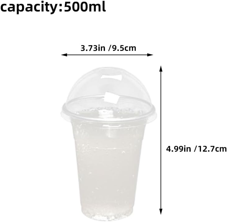 PRETYZOOM 16 Oz Disposable Clear Cups with Dome Lids for Cold Drinks Juice Milk Tea Smoothies Desserts and Party Use - 20 Pack - Image 4