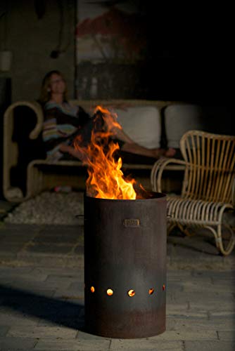 Feuertonne Alpha Stoke aus Cortenstahl und Edelstahl