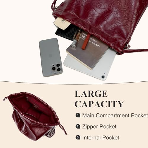 Image of LA FESTIN Leather Bag for Women-Stylish Crossbody Purse with Chain Strap Luxury Soft Shoulder Bag Fashion Tote for Work