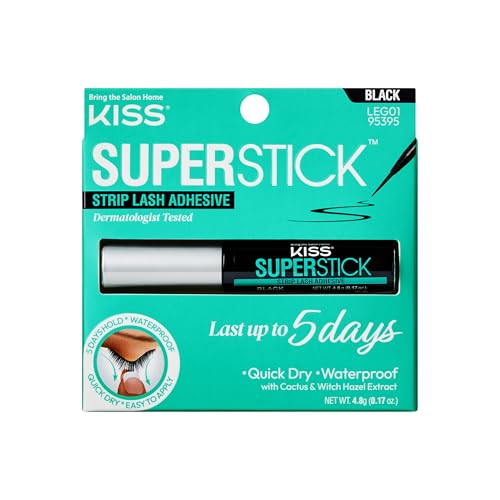 KISS SuperStick 5-Day Extended Wear Strip Lash Adhesive, Quick Drying Lash Glue, Witch Hazel &...