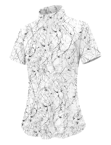 Image of LOMON Womens Golf Polo Shirts Summer Short Sleeve 1 /4 Zip Tops Moisture Wicking Casual Tennis Activewear with Pockets