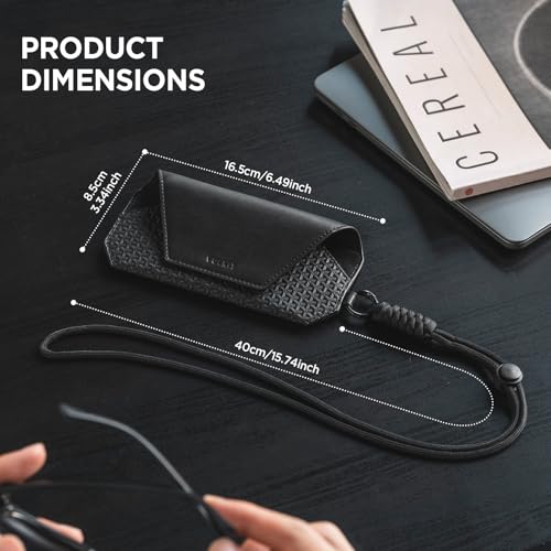 Image of VULKIT Portable Eye Glasses Case for Women & Men, Slim Sunglass Case, Unisex Eyeglass Case, with Adjustable Neck Lanyard
