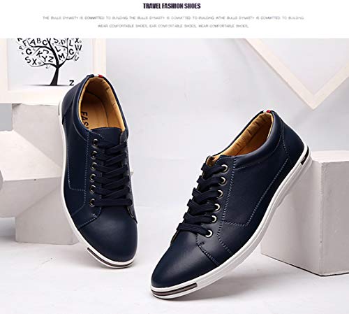 Santimon Mens Oxford Dress Casual Shoes Comfort Lace Up Fashion Sneaker Black Blue Red Tan White3