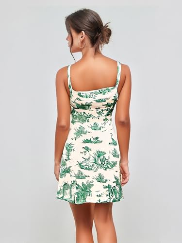 Image of CIDER Women A-Line Mini Dresses Square Neck Ruched Floral Fit and Flare Casual Summer Semi Formal Dress