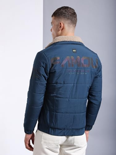 Image of The Indian Garage Co Men Regular Fit Placement Print Bomber Jackets