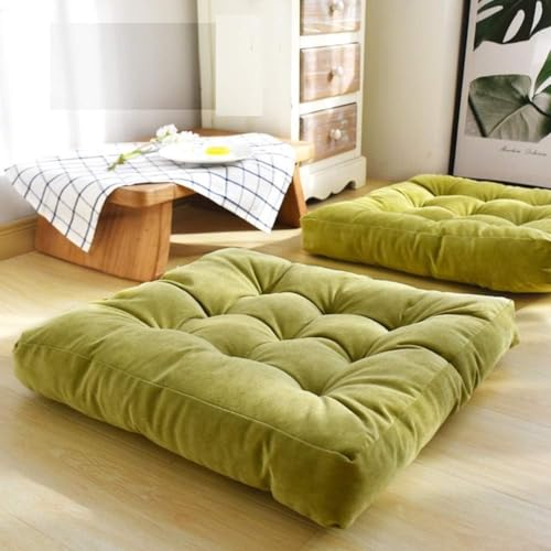 Image of Floor Pillow, Square Meditation Pillow for Seating on Floor Solid Thick Tufted Seat Cushion Meditation Cushion for Yoga Living Room Sofa Balcony Outdoor