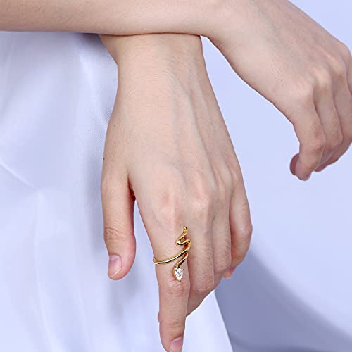 925-Sterling-Silver Snake Ring For Women - Cute Open Adjustable Ring Plated With Shiny White Gold/18K Gold,Whether You Snakes Lovers Or Not,Personalized Fashion Jewelry Is Worth Having #TOP2