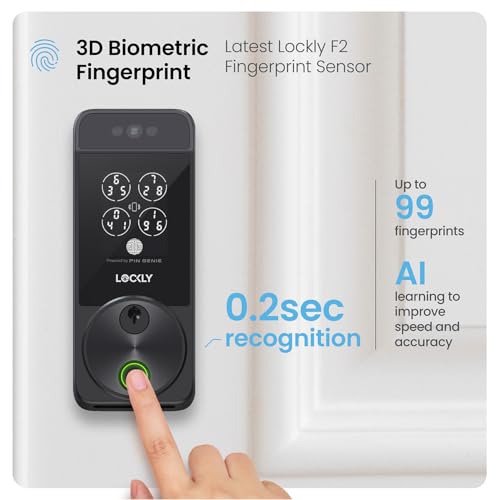 Lockly Visage Zeno Series Smart Lock, Facial Recognition & Fingerprint Keyless Entry Door Lock, Built-in Wi-Fi Deadbolt with Apple Home Key, PIN Genie Keypad, App Remote Control, Easy Installation