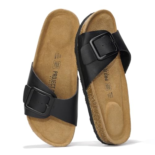 Image of Project Cloud 100% Genuine Leather Sandals Women Dressy Beach Essentials Slides for Women Footwear - Lightweight with Memory Foam Insole Sandals for Women 2026 - Womens Slides