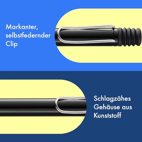 Lamy safari black Kugelschreiber - zeitlos klassischer Kuli mit ergonomischem Griff & robustem ASA-Kunststoff - inkl. Großraummine M 16 in Strichbreite M in schwarz