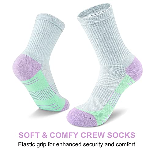 Image of Crew Socks Women Athletic Hiking Running Cushioned Compression Socks 3-5 Pairs