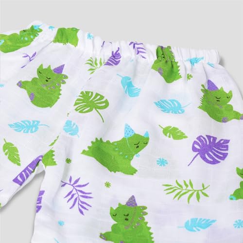 Image of The Boo Boo Club Muslin Jhabla and Short Set 100% GOTS Certified Organic Cotton | Sleeveless Button Vest | Summer Wear Set