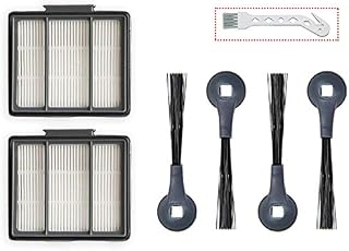 2 Pack HEPA Filters & 4 Side Brushes Replacement Set Compatible with Shark