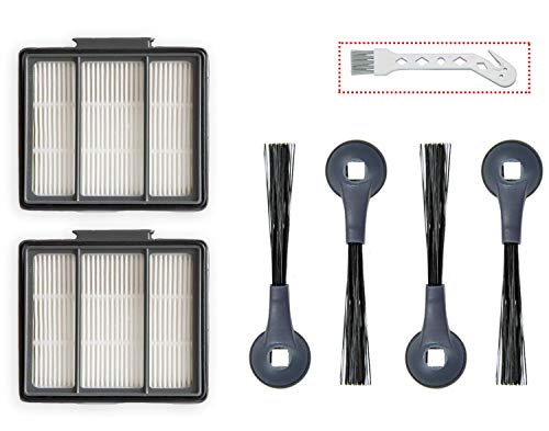 2 Pack HEPA Filters & 4 Side Brushes Replacement Set Compatible with Shark