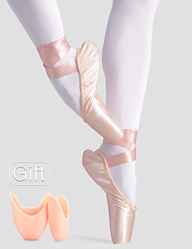 Daydance Pointe Shoes Girls Professional Satin Ribbon Ballet Shoes With Silicone Toe Pads Light Pink 3 Big Kid #TOP7