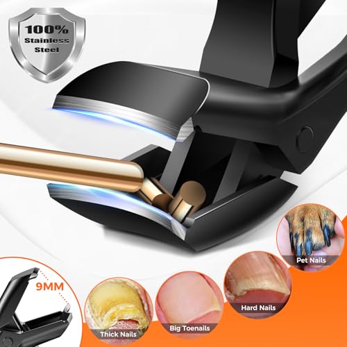 Winkelkopf Nagelknipser für Männer - DRMODE Ergonomischer Nagelknipser für Senioren mit Auffangbehälter Nagelzwicker für Dicke Nägel Premium Stahl- Nail clipper Schwarz