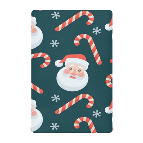 Moudou Christmas Santa Claus Playard Sheet for Boy Girls, Soft Breathable Fitted Toddler Sheet for Standard Playard Bed Mattress, 39 x 27 x 5 Inch