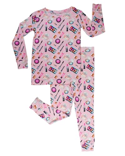 Pink Bamboo Pajamas 2-Piece Lounge Set, Sustainable Pajamas, Long Sleeve, Washable, Cute Jumper Design.