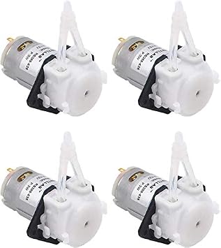 INTLLAB 4pcs/Pack 12V DC DIY Peristaltic Liquid Pump Dosing Pump for Aquarium Lab Analytical, Flow Rate 5100 mL/min
