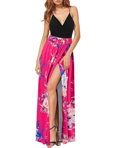 Image of Newshows Women's 2026 Lightweight Summer Wedding Guest Beach Vacation Casual V Neck Split Flowy Maxi Dress