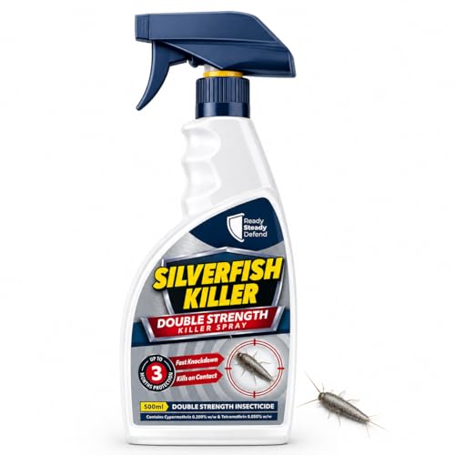 Silverfish Killer Spray 500ml Double Strength Indoor Silverfish Spray Treatment Water Based Low Odour Insect Killer Spray for Home Cracks Crevices Skirting Boards & Household Surfaces