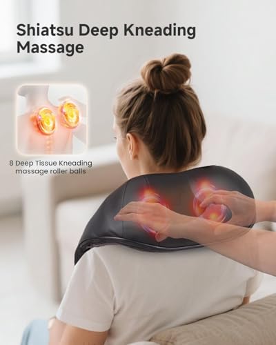 Image of Snailax Shiatsu Back Neck Massager with Heat, Neck Shoulder Massager, Deep Kneading Massager Gifts for Mom, Dad, Mothers Day,Gifts Presents for Her,Him