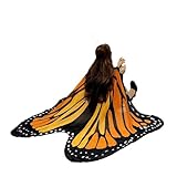Halloween Butterfly Wings Costume for Women Girls Printed Moth Cape Shawl Wrap Moth Butterfly Cloak(Yellow)