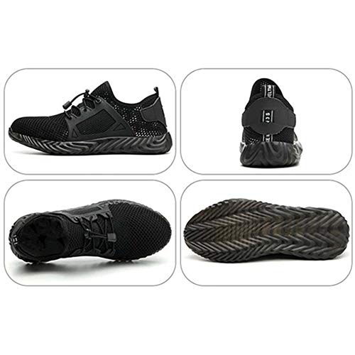 SYLPHID Steel Toe Shoes Work Safety Shoes for Men and Women Lightweight Breathable Industrial & Construction Sneakers Puncture Proof Footwear Black - Thumbnail 2