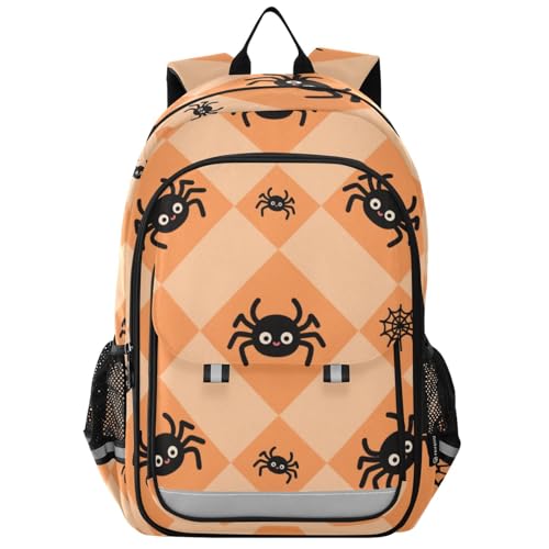 the backpack kid 8-12： large capacity books bag for college in assorted colors - Halloween Black Spider
